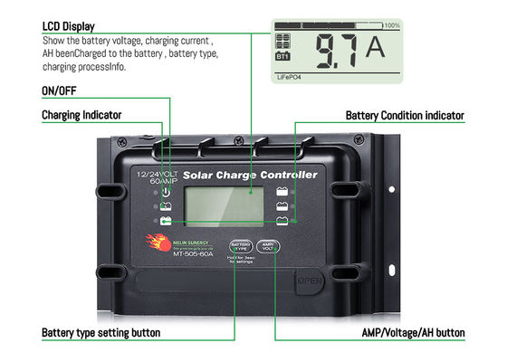 قیمت خوب کنترل کننده شارژ خورشیدی دیجیتال LCD LED 60 آمپر با صفحه نمایش از راه دور اختیاری آنلاین