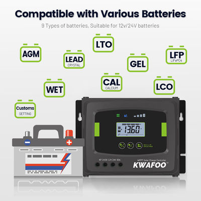 6 مرحله شارژ mppt 30a کنترل کننده شارژ خورشیدی