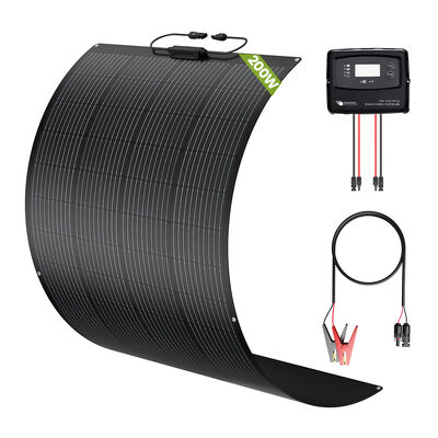 قیمت خوب کیت پنل خورشیدی 200 واتی برای کاروان RV، ون کمپر، موتورخانه با پنل خورشیدی نیمه انعطاف پذیر و کنترلر شارژ PWM خورشیدی 5 مرحله ای IP67 برای باتری های AGM GEL WET CALCIUM LiFePO4 و LTO آنلاین